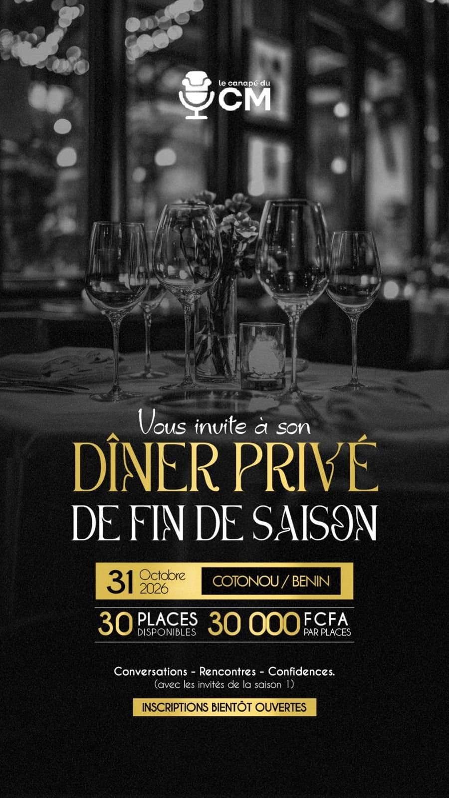 Diner privé du canapé du CM